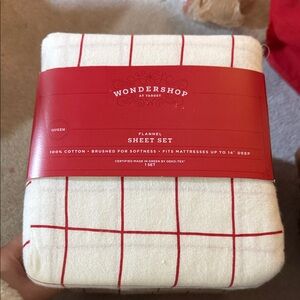 Wondershop Red and Cream Plaid Flannel Sheet Set